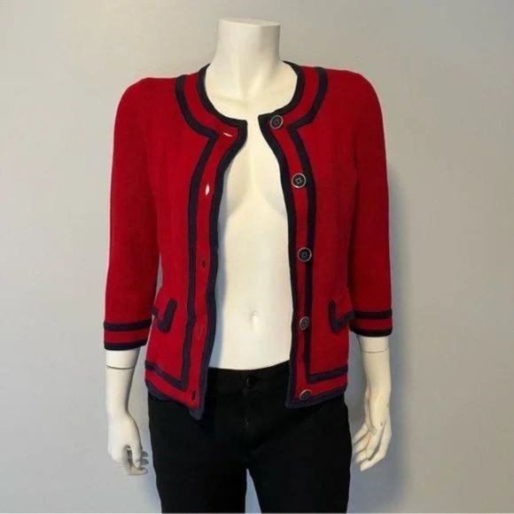 Vintage Talbots Red Knitted sweater jacket /cardigan size XS - Picture 5 of 8